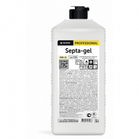 Дезинфицирующее средство, кожный антисептик, 60% спирт, гель - Pro-Brite Septa-gel 1л
