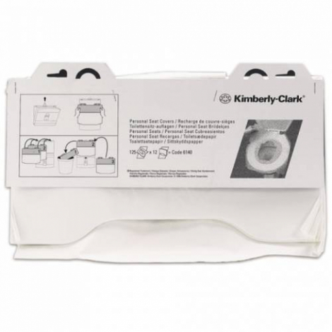 Покрытия на унитаз KIMBERLY-CLARK, 1/2 сложения, 125 штук, 38,1х45,7, КОМПЛЕКТ 12 штук, белые, диспенсер 601549