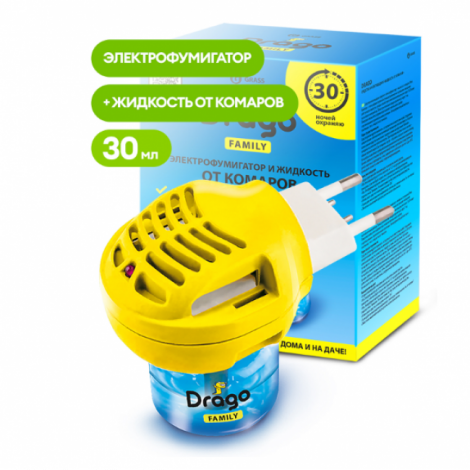 Средство инсектицидное - GRASS "Жидкость от комаров" электрофумигатор + жидкость Drago 30мл