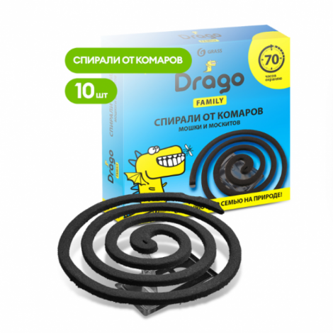 Средство инсектицидное - GRASS «Спираль от комаров – эффект» Drago 10 шт