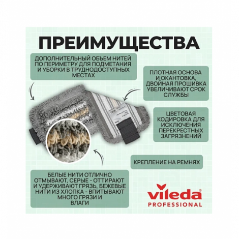 Моп насадка Vileda УльтраСпид Про Трио 40см серо-бело-бежевый
