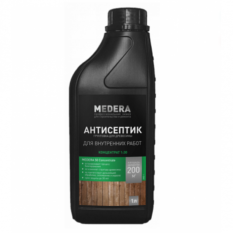 Антисептик-грунтовка для древесины, для внутренних работ - MEDERA 50 Concentrate 1л