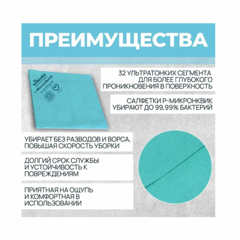 Салфетка Vileda МикронКвик 40х38см, голубая
