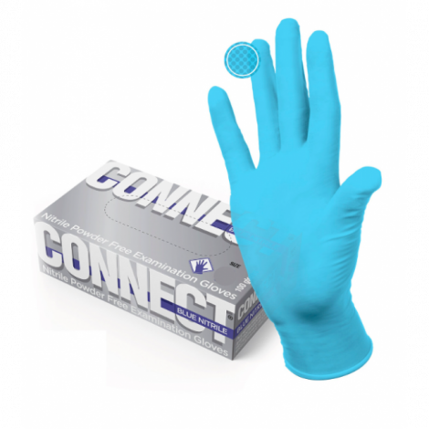 Перчатки смотровые нитриловые CONNECT, голубые, 50 пар (100 штук), размер XL