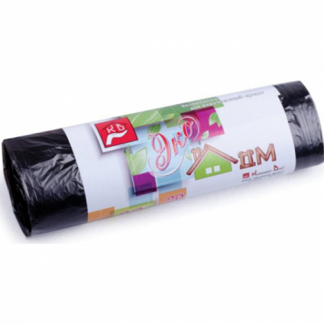Мешки для мусора 30 л, черные, в рулоне 20 шт., ПНД, 6 мкм, 50х60 см, КОНЦЕПЦИЯ БЫТА "ЭкоДом"