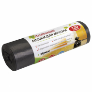 Мешки для мусора 120 л, черные в рулоне 10 шт., ПВД, 20 мкм, 67х100 см (±5%), эконом, ЛЮБАША