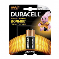 Батарейки КОМПЛЕКТ 2 шт., DURACELL Basic, AAA (LR03, 24А), алкалиновые, мизинчиковые, блистер