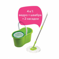 Набор для уборки ЛАЙМА, ведро 7 л/5 л с отжимом, швабра с круглой насадкой (2 шт., крепление кольцо)
