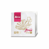 Салфетки бумажные, 100 штук, 24х24 см, "NEGA" ("Нега"), белые, 100% целлюлоза